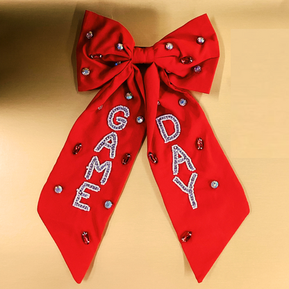 Gameday Beaded Bow - Red