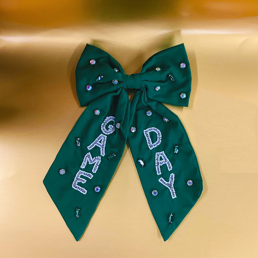 Gameday Beaded Bow - Green