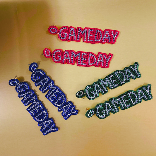 Sparkly Gameday Earrings - Green, Red, or Blue