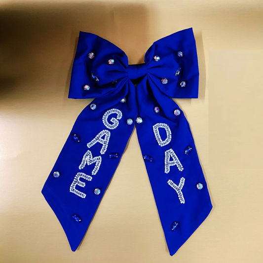 Gameday Beaded Bow - Blue