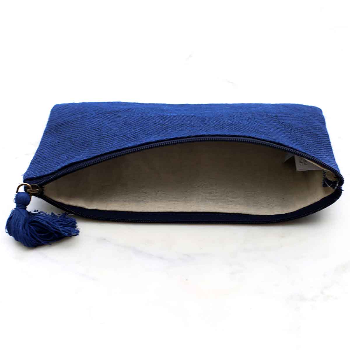 Jute Cosmetic Bag   Navy   10x6