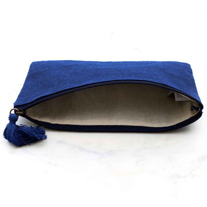 Jute Cosmetic Bag   Navy   10x6
