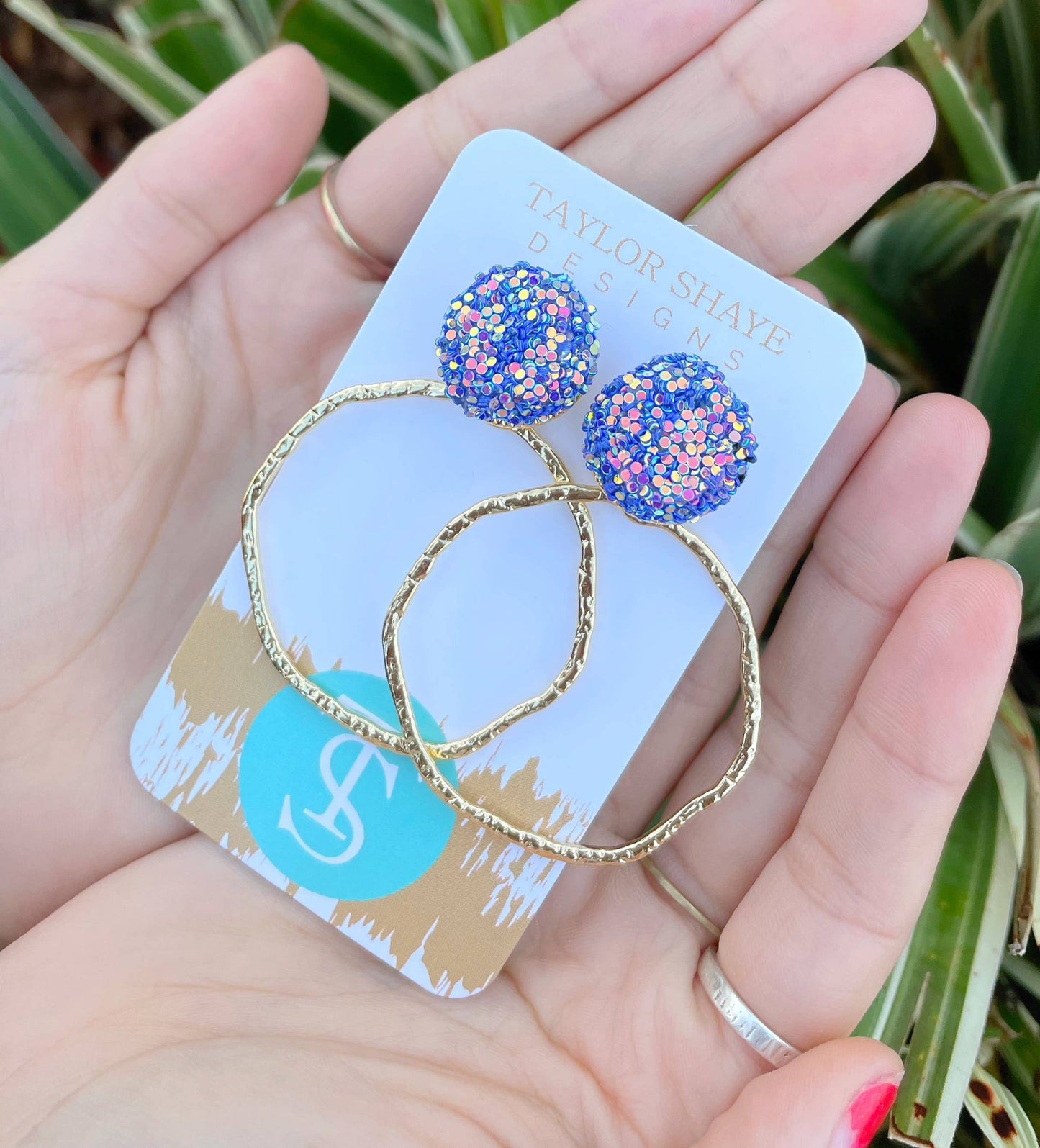 Glitter Top Hoops