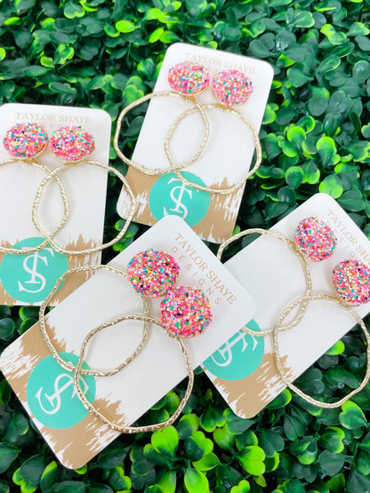 Glitter Top Hoops