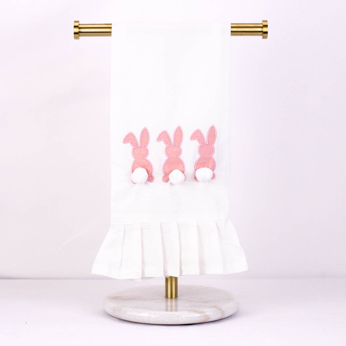 Bunny Ruffle Hand Towel   White/Light Pink   20x28