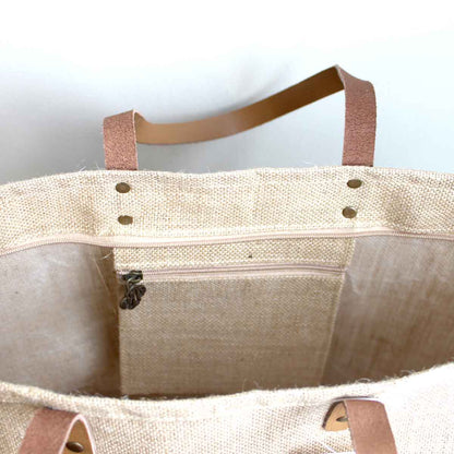 Jute Pocket Tote   Natural   19x14x7.5