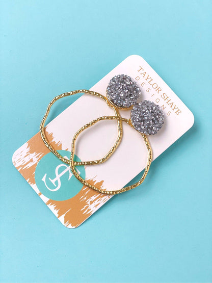 Glitter Top Hoops