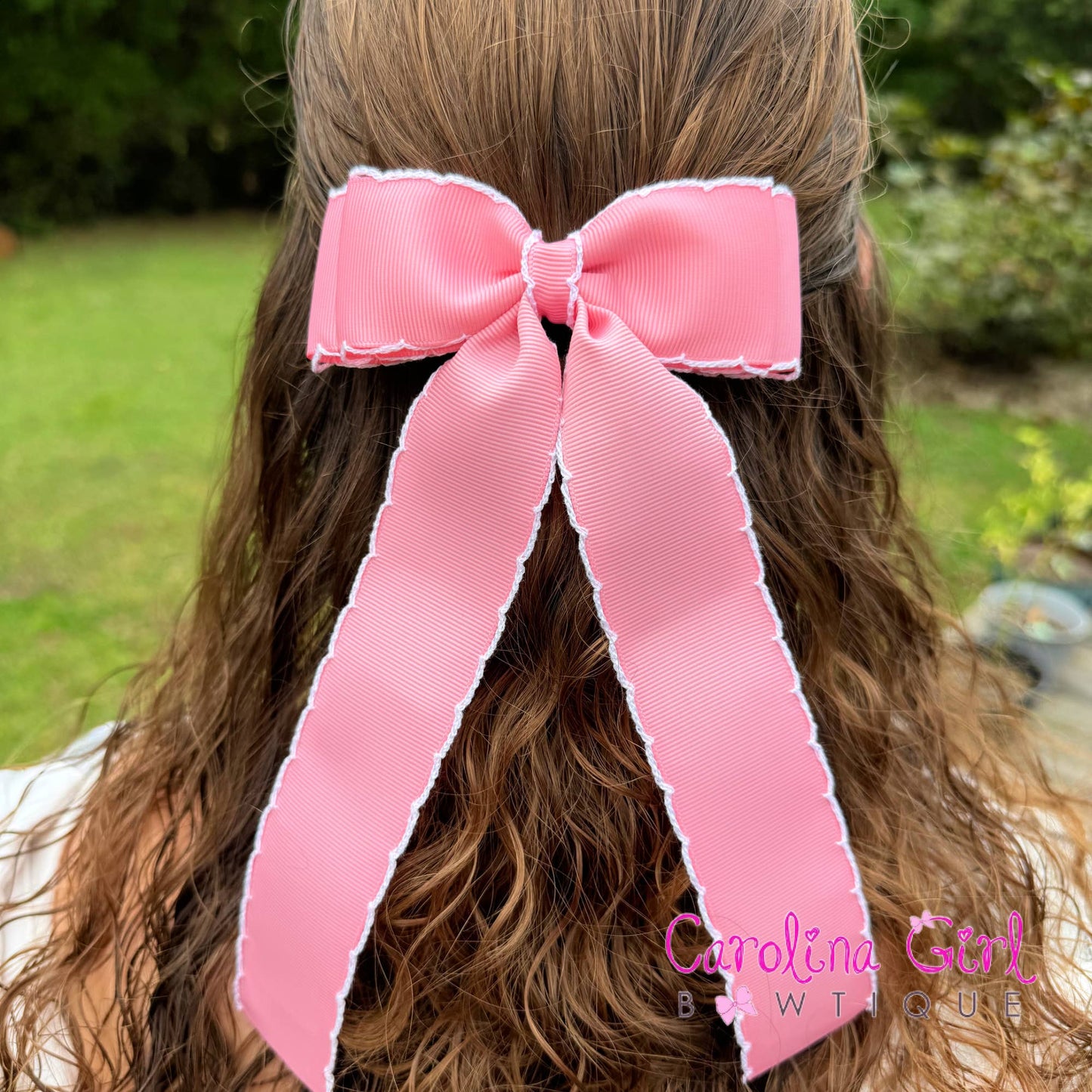 Blue w/White  Moonstitch Bows  5 inch Bows 
