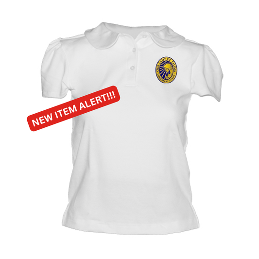 Fatima (White) Puff Sleeve Girls Round Collar Short Sleeve Polo