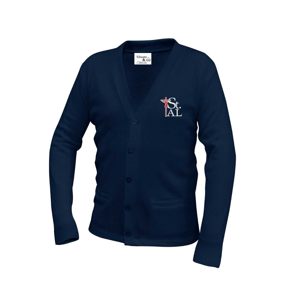 St. Alphonsus V-Neck Cardigan Sweater with Pockets (Unisex) (New Logo)