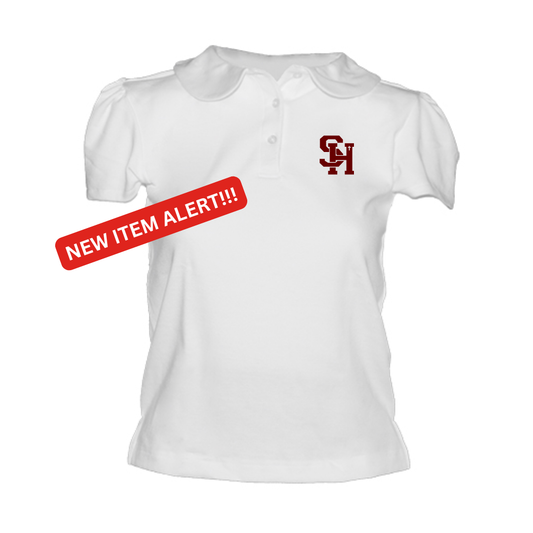 Sacred Heart (White) Puff Sleeve Girls Round Collar Short Sleeve Polo