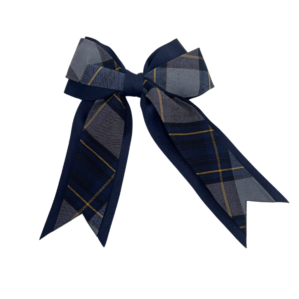 Plaid 2-Layered Cheer Bow on French Clip- Plaid 57