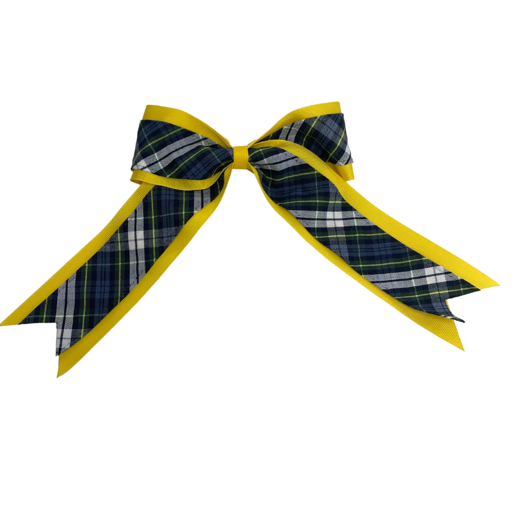 Plaid 2-Layered Cheer Bow on French Clip- Plaid 400