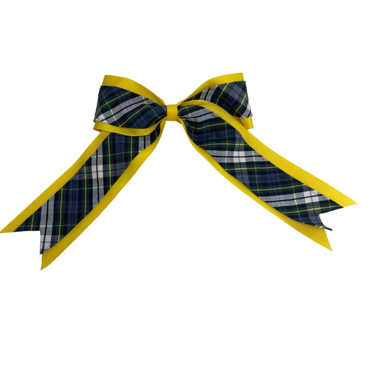 Plaid 2-Layered Cheer Bow on French Clip- Plaid 400