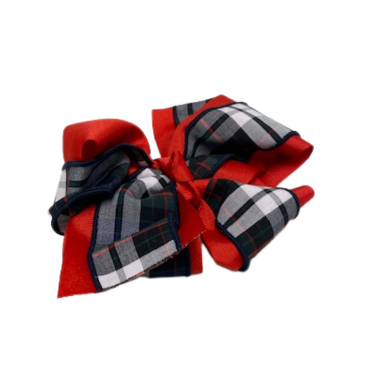 Jumbo Plaid And Ribbon Bow - Plaid 60