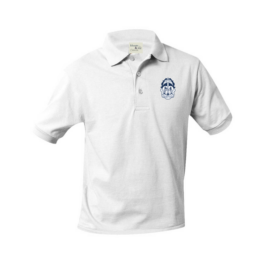 St. Alphonsus White Knit Polo Short-Sleeve Shirt (Unisex)
